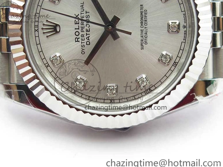 MiroTime 0327 DateJust 41MM 126334 904L SS VRF 1:1 Best Edition Silver Dial Crystals Markers on SS Jubilee Bracelet A FashionForward 2907